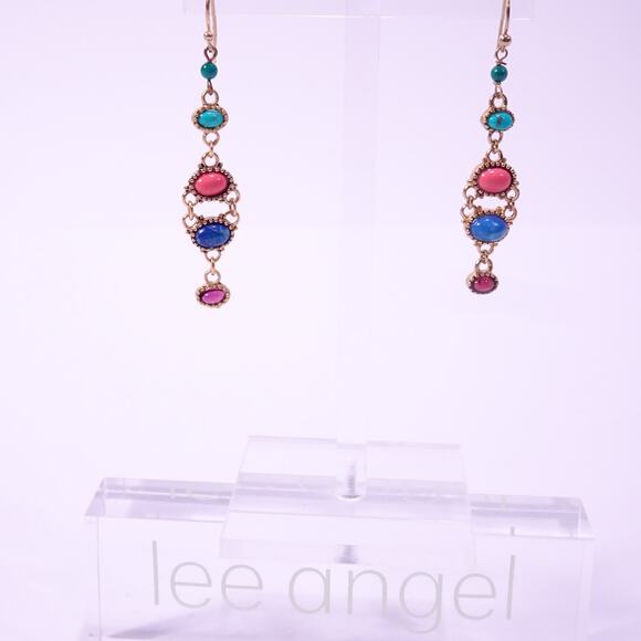 Neiman Marcus Majestic Cabochon Candy Color Drop Earrings NWT 115 - Picture 2 of 5